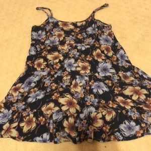 Spaghetti wrap blue floral mini dress